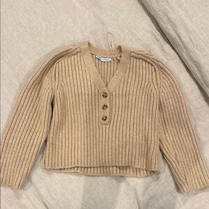 Women's Tan Cropped Zara Sweater